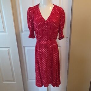 NWOT Elegant Red Polka Dot Midi Dress